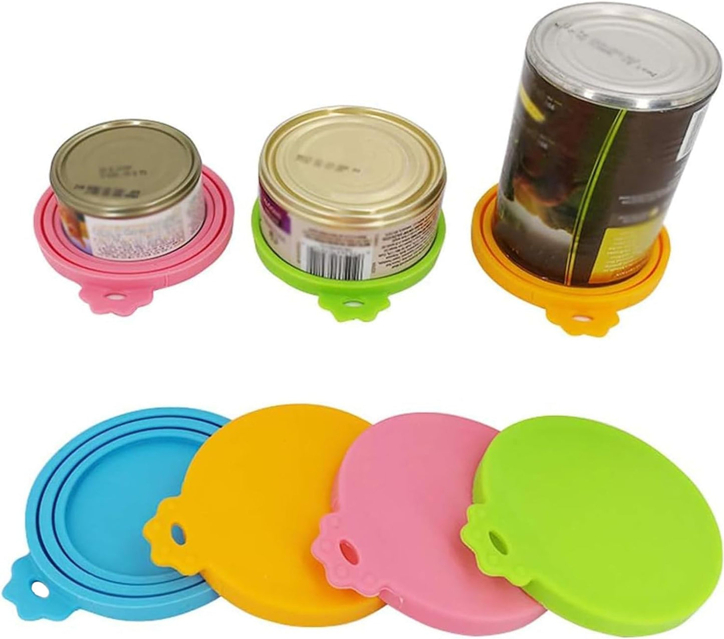Food Can Lids, 4 Pcs Silicone Pet Food Can Covers for Dog & Cat Food, One Tin Cap Fit Most Standard Size Dog Cat Food Canned(Multicolor)…