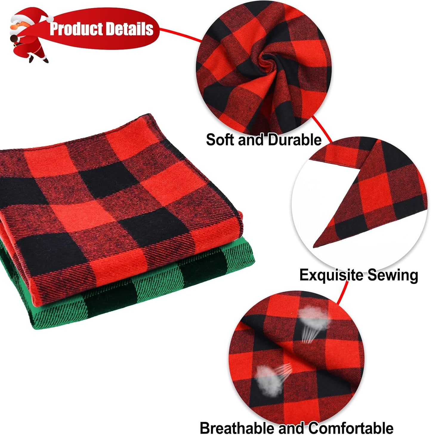 2 Pack Christmas Dog Bandanas, Classic Buffalo Red Plaid Dog Bandana for Girl and Boy, Pet Scarf Bibs Pet Costume Outfit Accessories for Small and Extra Large Dogs Pets (Small)