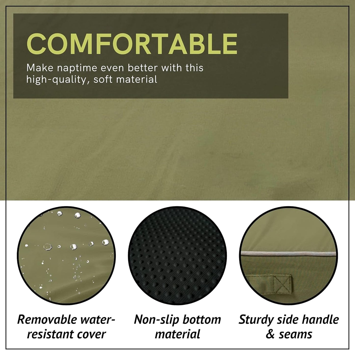 Green Outdoor Dog Bed- Large- Washable Cover Patio Foam Pet Bed Weather Proof