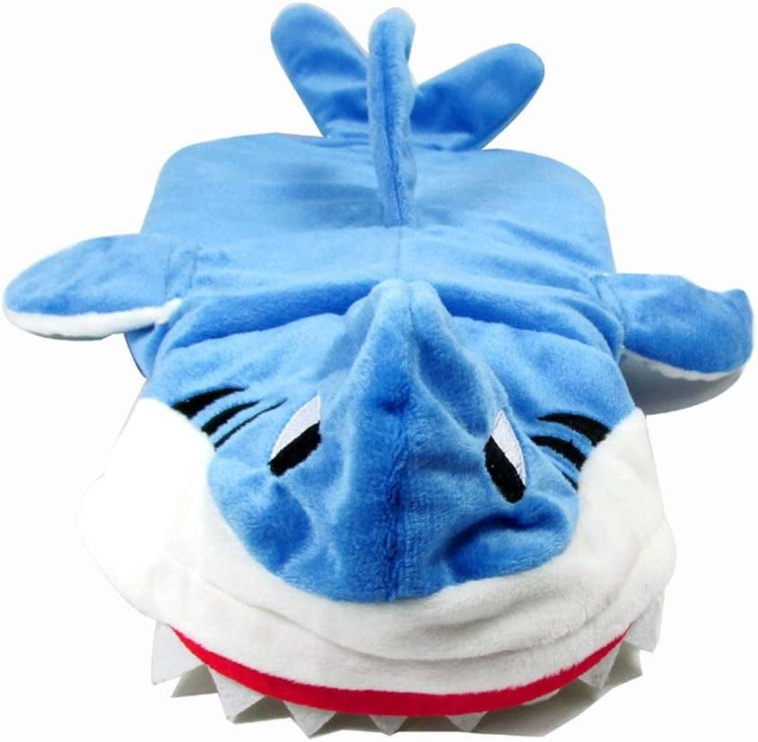 Funny Dog Cat Shark Costumes, Pet Halloween Christmas Cosplay Dress, Adorable Blue Shark Pet Costume,Animal Fleece Hoodie Warm Outfits Clothes (S Size)