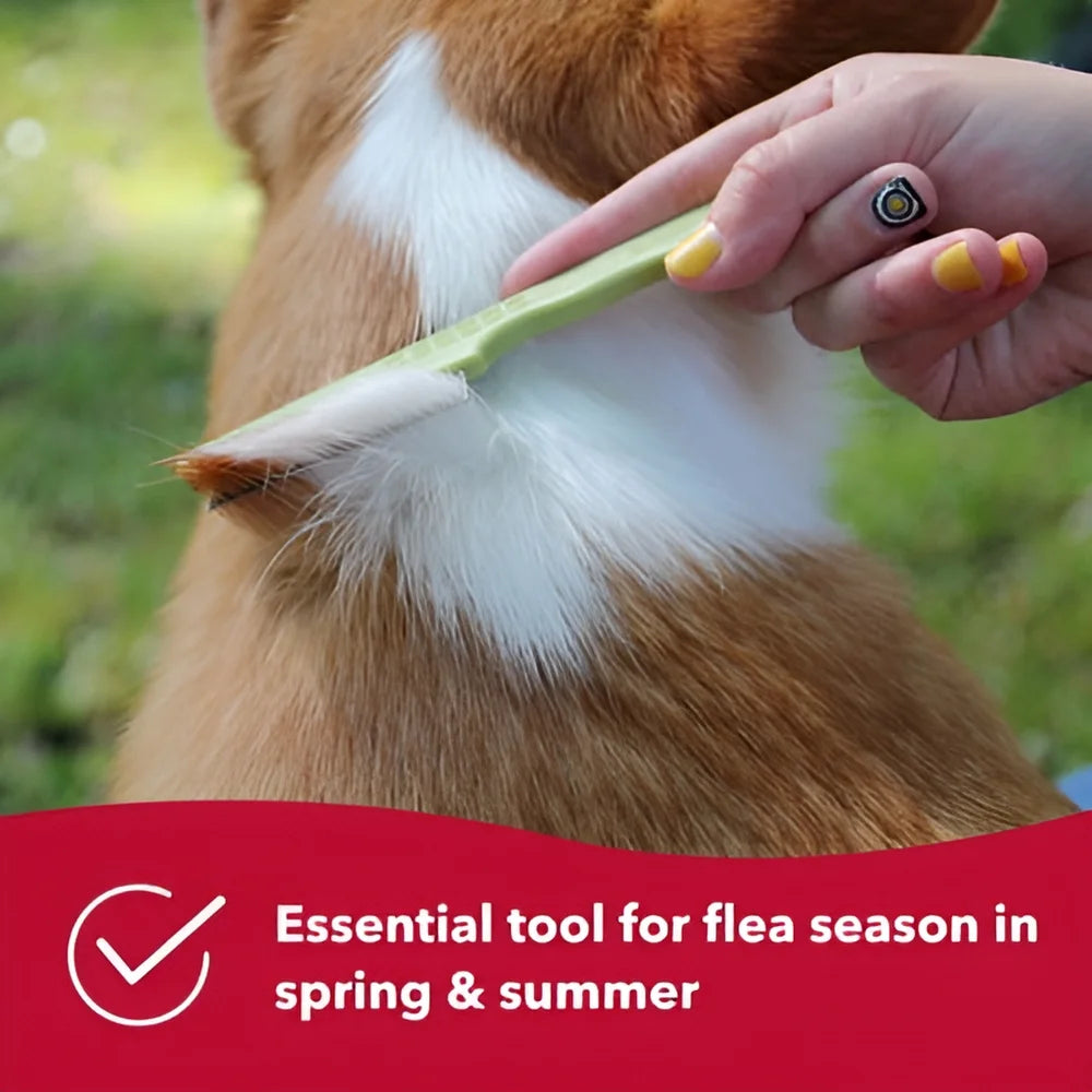 Safari Dog Double Row Flea Comb - Helps Dry Skin - Dog Flea Comb for Flea Prevention and Detection in Pets with Short and Long Hair - One Size