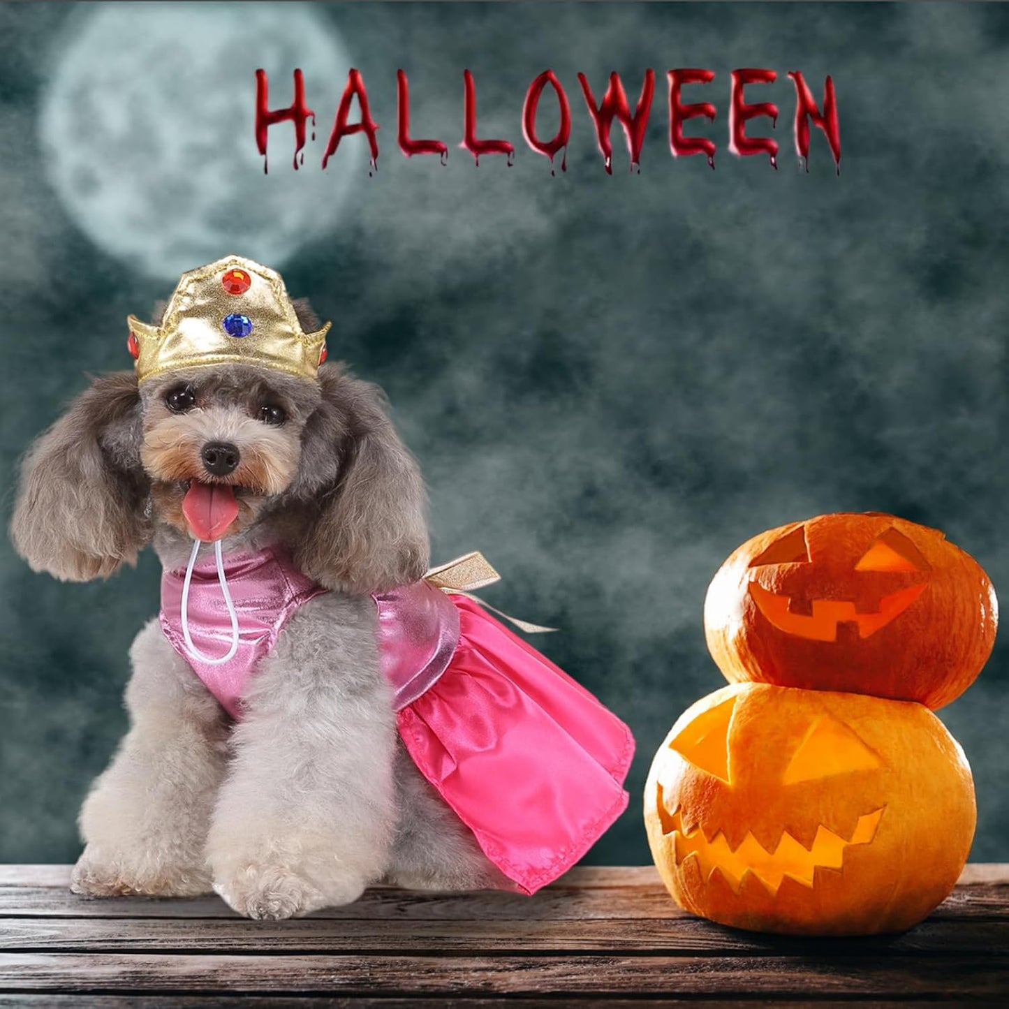 Princess Dog Costume Pink Princess Dress, Cute Queen Dog Halloween Costume Dogs Cosplay Costumes Fashion Dress for Puppy Small Medium Dogs Special Events Funny Photo Props Accessories