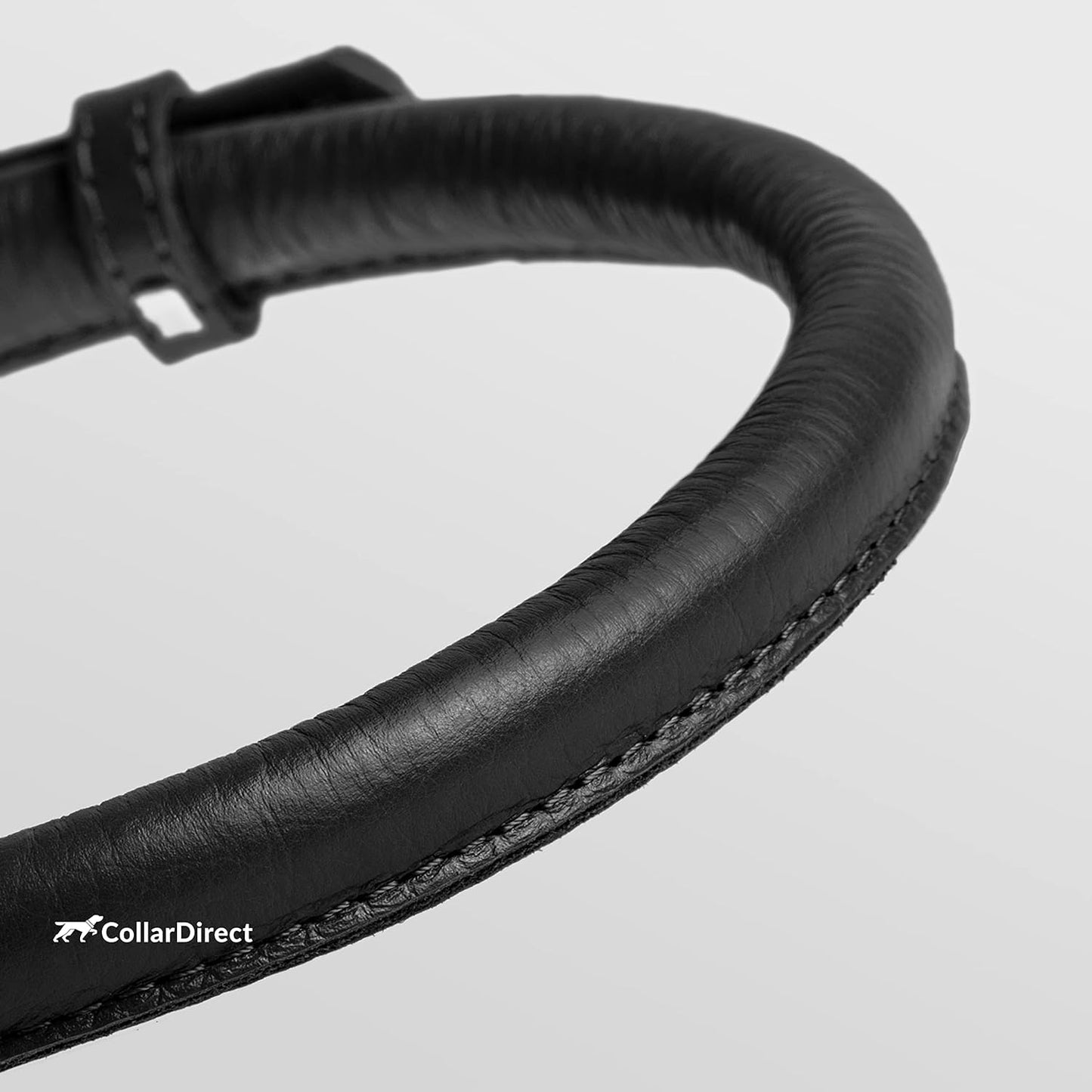 Rolled Leather Dog Collar, Soft Padded round Puppy Collar, Handmade Genuine Leather Collar Dog Small Large Cat Collars 13 Colors (8-11 Inch, Black Textured)