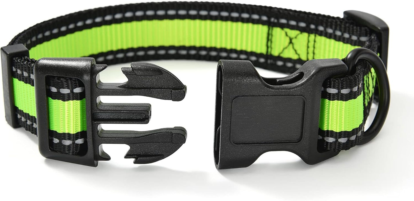 Dog Collar | Nylon Reflective Dog Collars | Light Weight Puppy Collars | Lime Green Dog Collars for Small Dogs (Lime Green, X-Small)