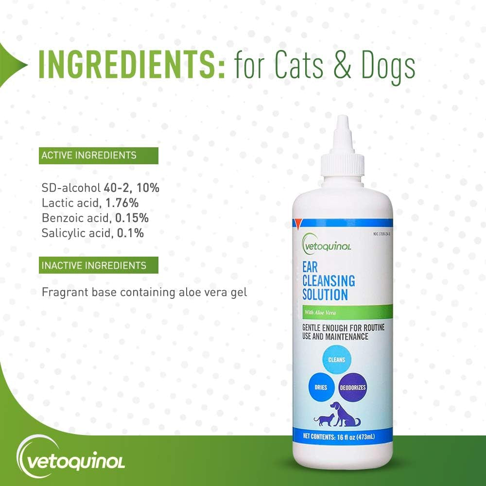 Ear Cleansing Solution for Dogs and Cats - 8Oz