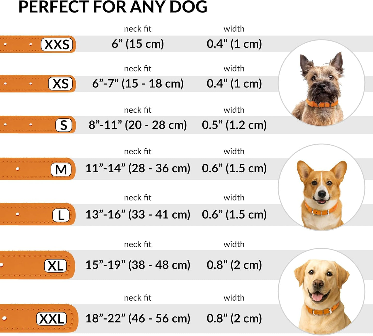 Rolled Leather Dog Collar, Soft Padded round Puppy Collar, Handmade Genuine Leather Collar Dog Small Large Cat Collars 13 Colors (8-11 Inch, Orange Textured)