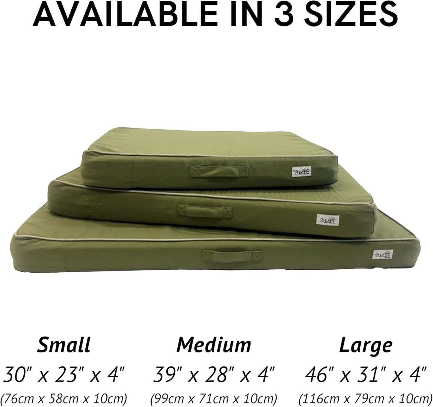 Green Outdoor Dog Bed- Large- Washable Cover Patio Foam Pet Bed Weather Proof