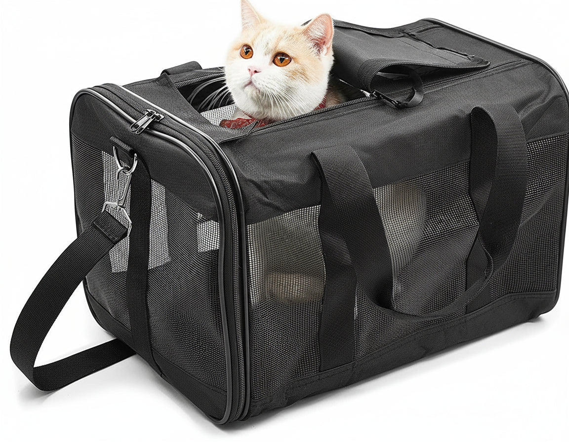 Scratchme Pet Travel Carrier Soft Sided Portable Bag for Cats, Small Dogs, Kittens or Puppies, Collapsible, Durable, Airline Approved, Carry Your Pet with You Safely and Comfortably (M)