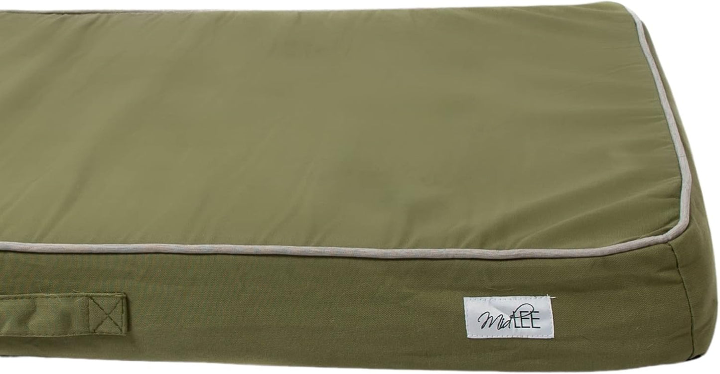 Green Outdoor Dog Bed- Large- Washable Cover Patio Foam Pet Bed Weather Proof
