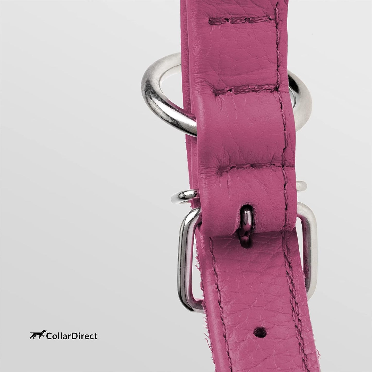 Rolled Leather Dog Collar, Soft Padded round Puppy Collar, Handmade Genuine Leather Collar Dog Small Large Cat Collars 13 Colors (13-16 Inch, Pink Textured)