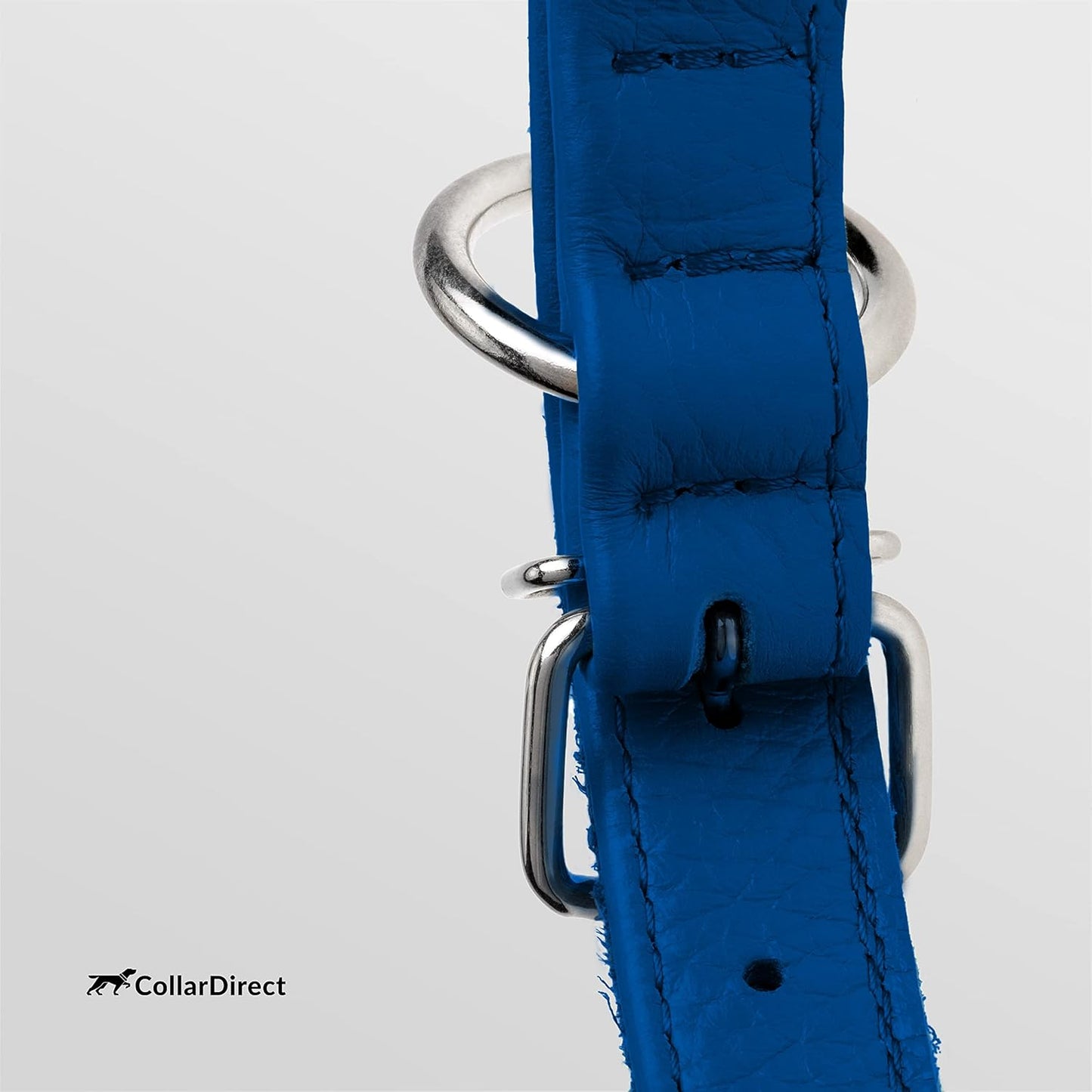 Rolled Leather Dog Collar, Soft Padded round Puppy Collar, Handmade Genuine Leather Collar Dog Small Large Cat Collars 13 Colors (13-16 Inch, Deep Blue Textured)