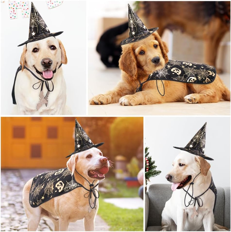 Pet Show Costume Cape and Hat for Dogs Creative Halloween Cloak S Parties Photos and Everyday Wear Fun Present for Your Pet