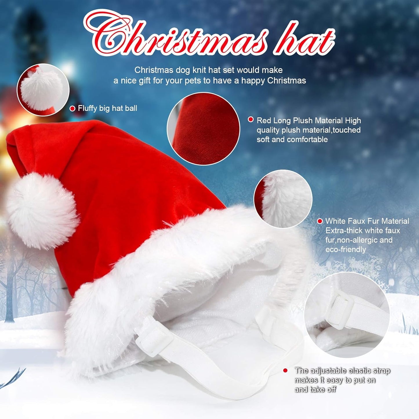 Dog Santa Hat and Scarf Christmas Dog Costumes Pet Santa Hat Christmas Dogs Scarf for Small to Medium Dogs and Cats