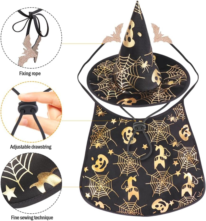 Pet Show Costume Cape and Hat for Dogs Creative Halloween Cloak S Parties Photos and Everyday Wear Fun Present for Your Pet