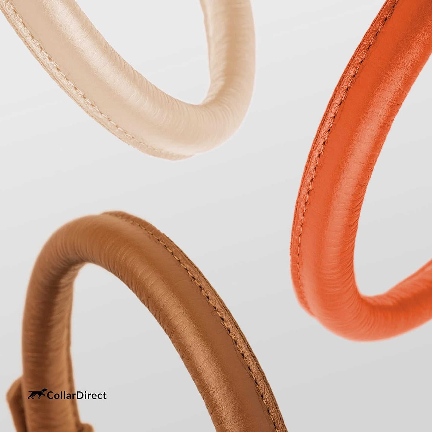 Rolled Leather Dog Collar, Soft Padded round Puppy Collar, Handmade Genuine Leather Collar Dog Small Large Cat Collars 13 Colors (8-11 Inch, Orange Textured)