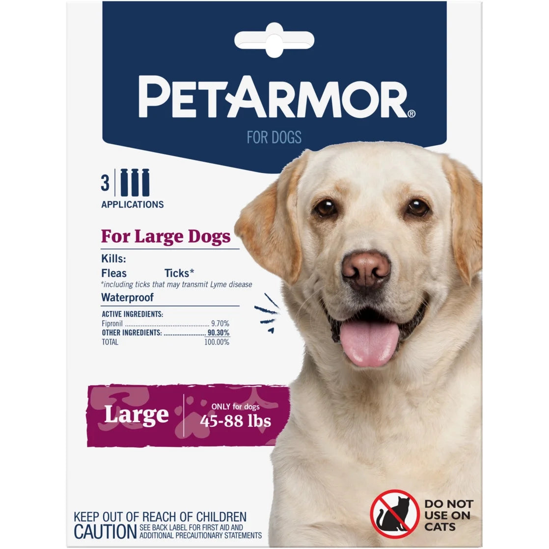 Flea & Tick Treatment for Large Dogs, 45 to 88 Pounds, 3 Monthly Applications