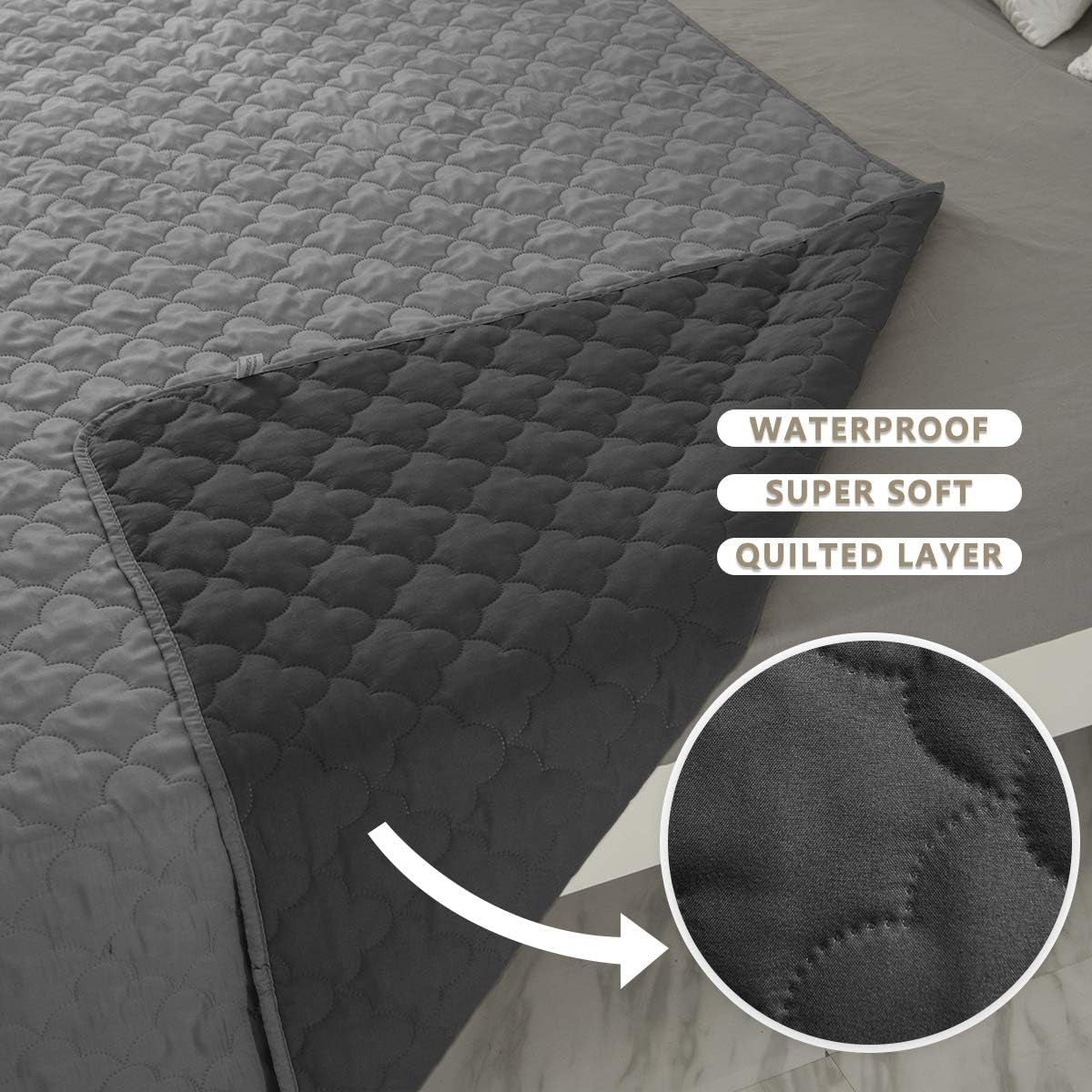 Dog Bed Cover Washable Pee Pads Dog Blankets for Puppy Large Dog Cat,Sofa Reversible Changing Pad Reusable 1 Piece(82"X82",Dark Grey+Grey)