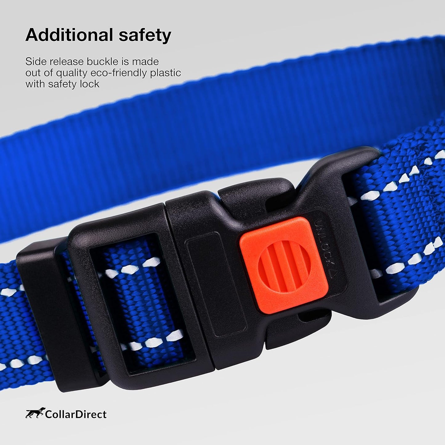 Reflective Dog Collar for a Small, Medium, Large Dog or Puppy with a Quick Release Buckle - Boy and Girl - Nylon Suitable for Swimming (7-11 Inch (New), Blue)