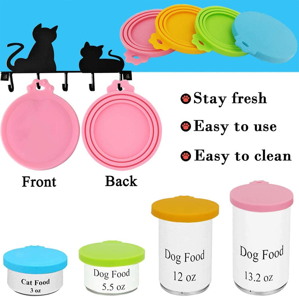 Food Can Lids, 4 Pcs Silicone Pet Food Can Covers for Dog & Cat Food, One Tin Cap Fit Most Standard Size Dog Cat Food Canned(Multicolor)…