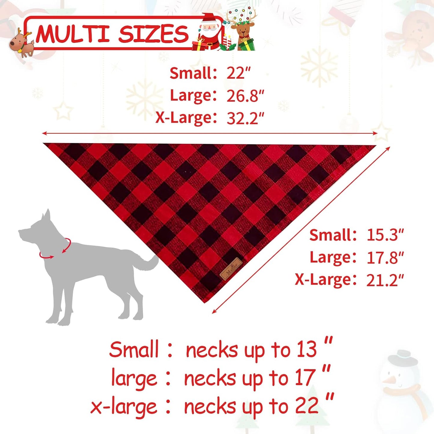 2 Pack Christmas Dog Bandanas, Classic Buffalo Red Plaid Dog Bandana for Girl and Boy, Pet Scarf Bibs Pet Costume Outfit Accessories for Small and Extra Large Dogs Pets (Small)