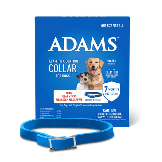 Flea & Tick Control Collar for Dogs, 7-Month Protection, Adjustable Collar Fits Dogs & Puppies, Kills Fleas & Ticks