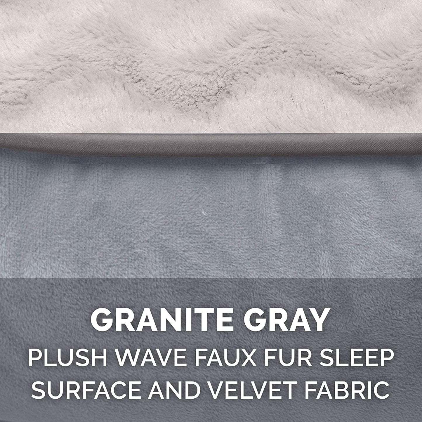 Cooling Gel Dog Bed for Large Dogs W/ Removable Bolsters & Washable Cover, for Dogs up to 125 Lbs - Plush & Velvet Waves Perfect Comfort Sofa - Granite Gray, Jumbo Plus/Xxl