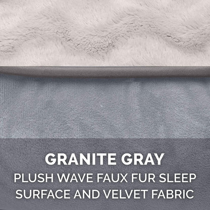 Cooling Gel Dog Bed for Large Dogs W/ Removable Bolsters & Washable Cover, for Dogs up to 125 Lbs - Plush & Velvet Waves Perfect Comfort Sofa - Granite Gray, Jumbo Plus/Xxl