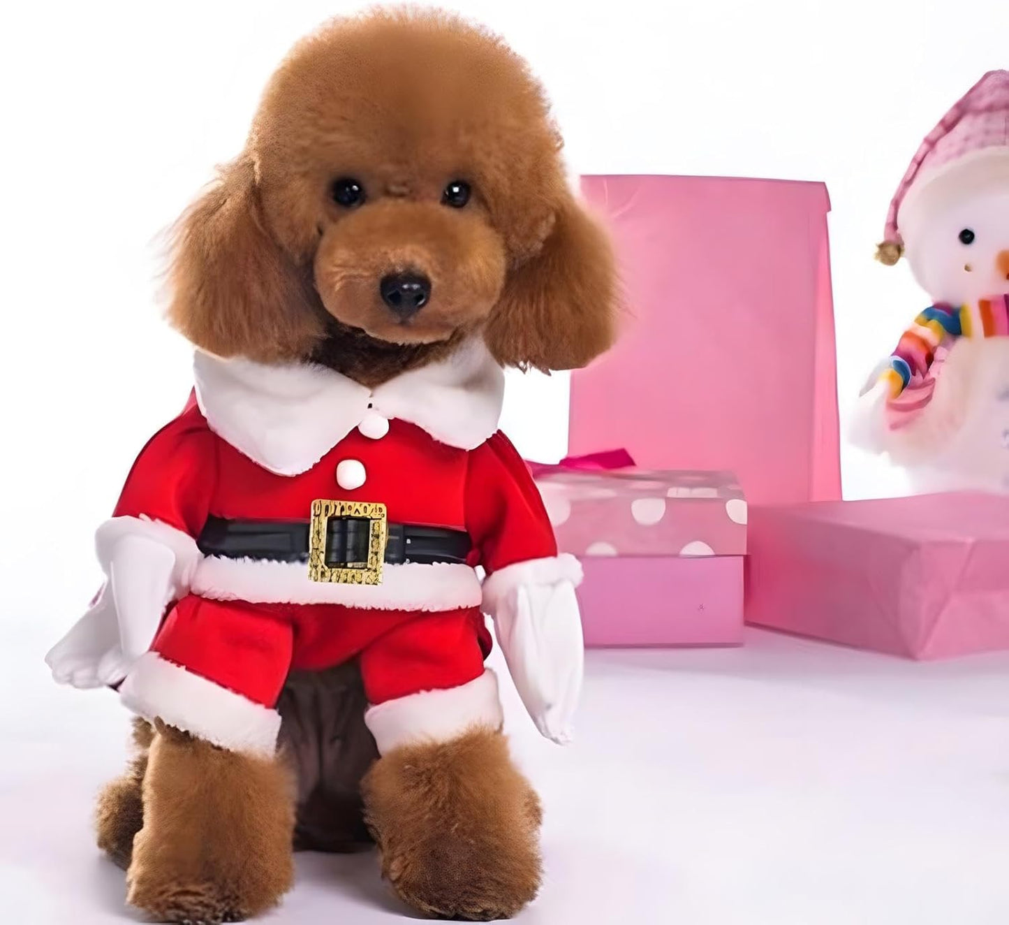 Pet Christmas Costumes Dog Suit with Cap Santa Claus Suit Dog Hoodies Cat Xmas Costumes (Red, L)