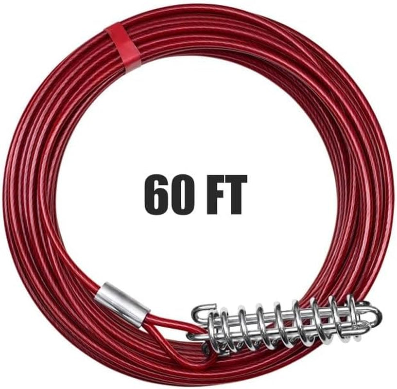 Dog Tie Out Trolley System for Yard - 60Ft Dog Run Cable with 10Ft Pulley Runner Lead - Heavy Duty Reflective Cable for Dogs up to 125 Lbs, Rust-Resistant & Tangle-Free Outdoor Runner