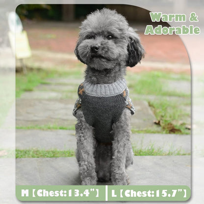 Dog Christmas Sweater Classical Argyle Knitted Cat Ugly Xmas Outfit Holiday Puppy Costumes Soft Fall Winter Warm Pet Sweater Vest Clothes for Small Medium Large Dogs Cats(S,Grey)