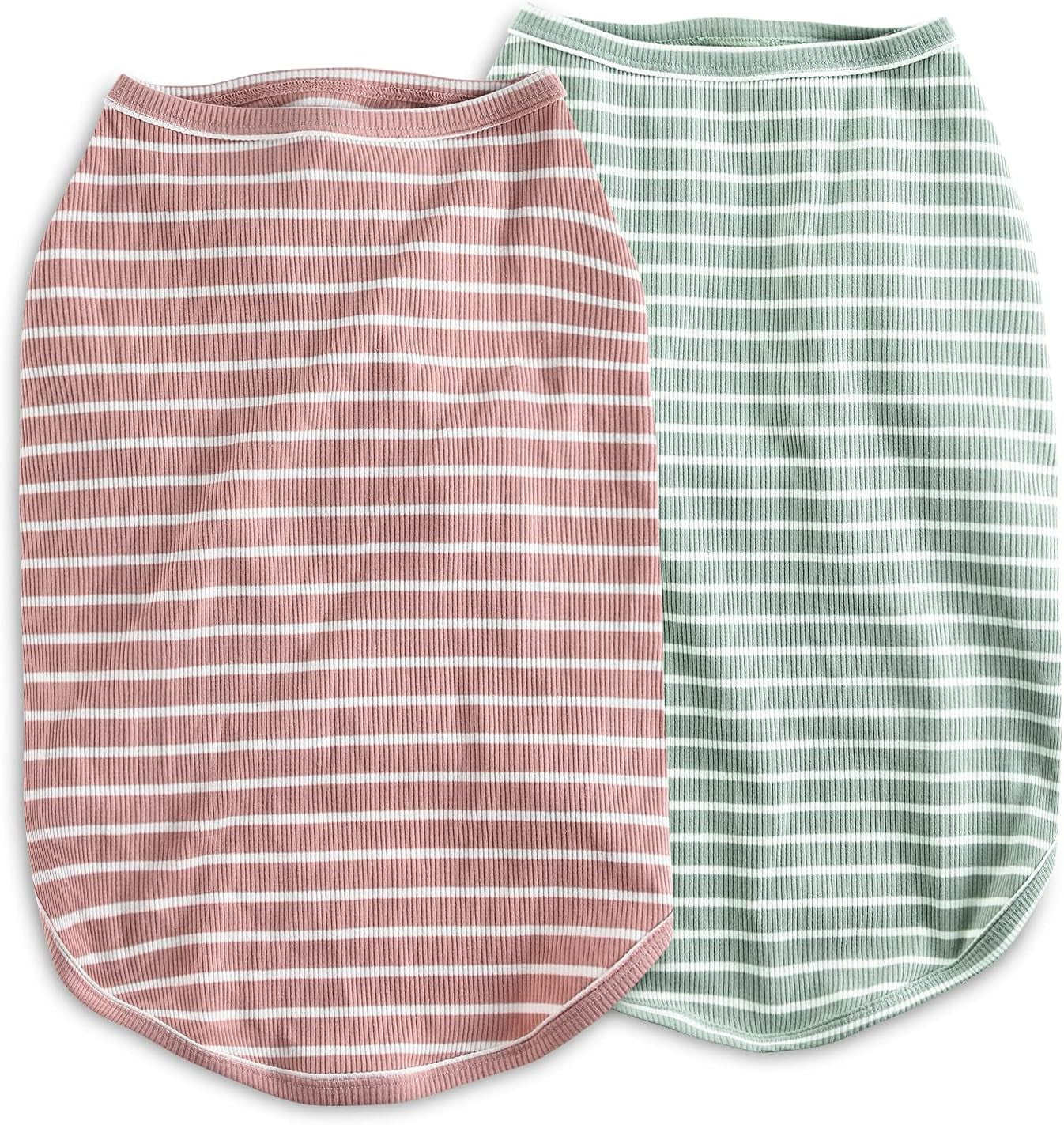 Dog Shirt Vest Lightweight Stretchy Dog T-Shirt Soft Cool Shirts Sleeveless Stripe Vests Breathable Clothes for Puppy Kitty Cats Small Medium Large Dogs 2 Pack Pink + Green [Xl/Extra Large]