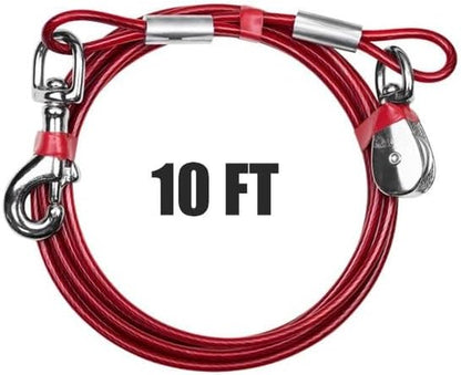 Dog Tie Out Trolley System for Yard - 60Ft Dog Run Cable with 10Ft Pulley Runner Lead - Heavy Duty Reflective Cable for Dogs up to 125 Lbs, Rust-Resistant & Tangle-Free Outdoor Runner