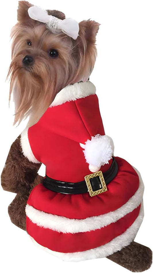 Dog Christmas Dresses Cat Xmax Suits Small Pet Haliday Outfits Winter Warm Clothes (Red, M)