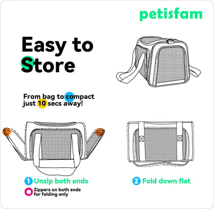 Top Load Cat Carrier for Medium Cats and Small Dogs with Washable Cozy Bed, 3 Doors and Shoulder Strap. Easy to Get Cat In, Easy Storage, Lightweight, Airline Approved
