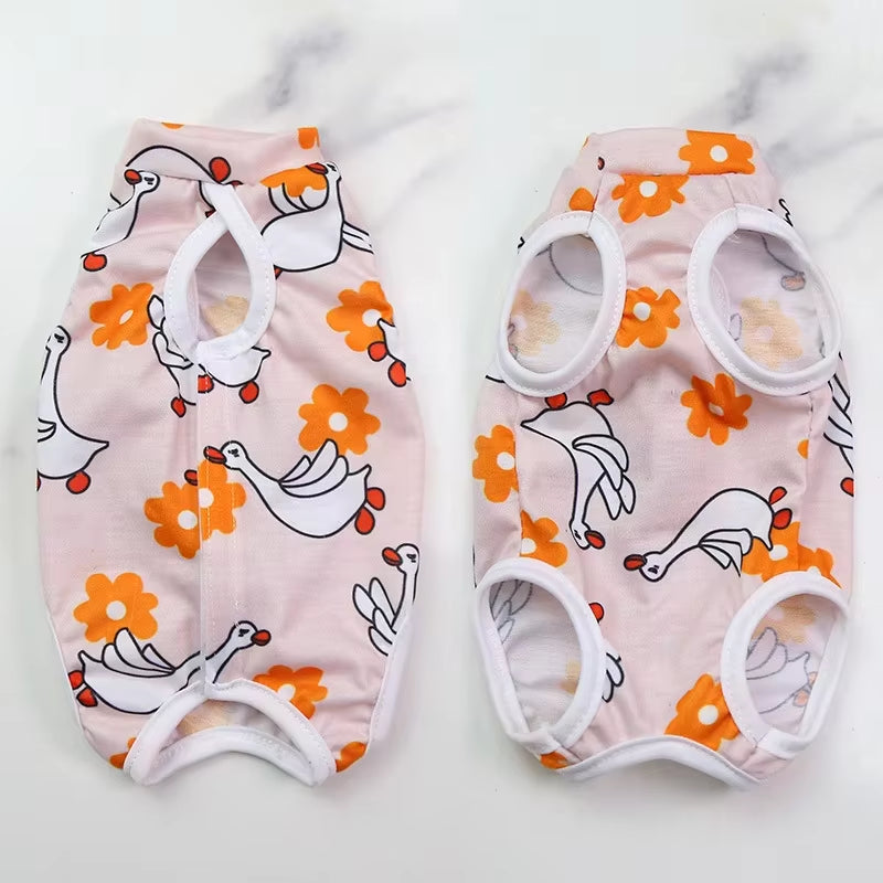 Cat Weaning Sterilization Suit Small Dog Cats Jumpsuit Anti-Lick Recovery Clothing after Surgery Cute Print Pet Care Clothes