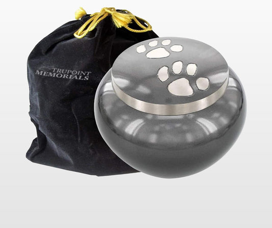 Small Pet Urn for Dogs and Cats Ashes, Paws Print Grey Cremation Urns for Pets up to 25 Lbs
