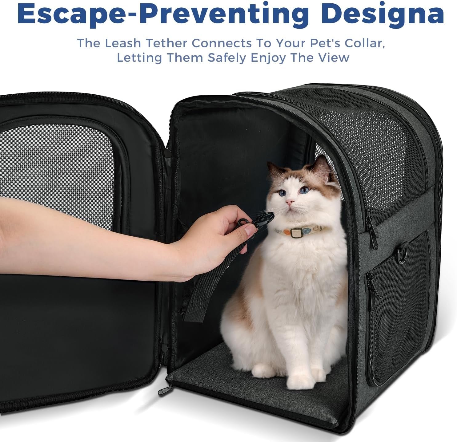 Dog & Cat Carrier Backpack for 4-18Lb Pets - Ventilated Safe Design with Padded Back Support, Breathable Mesh Pet Backpack for Hiking, Travel, Outdoor (Black)