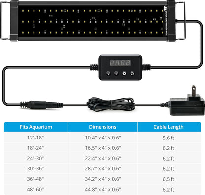 Classicled plus LED Aquarium Light with Timer, 32 Watts, for 48 to 54 Inch Fish Tank Light, Daylight and Moonlight Cycle