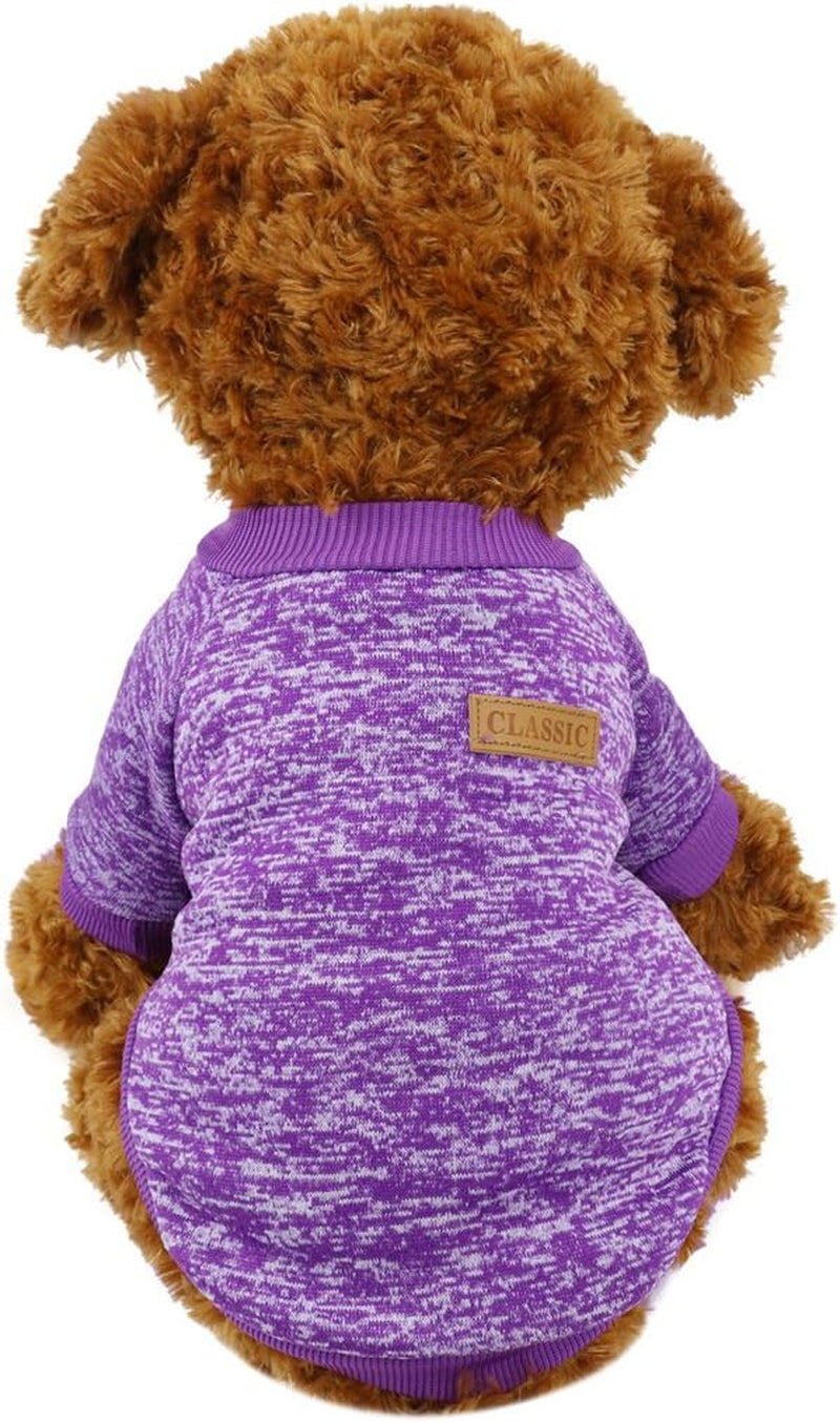 Pet Dog Classic Knitwear Sweater, Soft Fleece Coat for Small,Medium Dog,Warm Pet Dog Cat Clothes,Puppy Customes 2 Color (XXL, Purple)