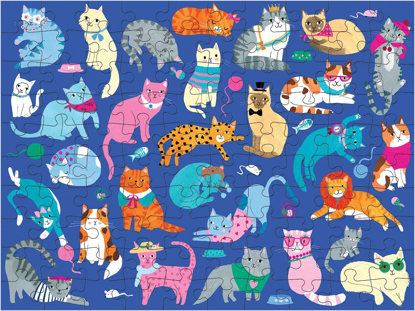 Cats and Dogs Double-Sided Puzzle, 100 Pieces, 22”X16.5” – Perfect Family Puzzle for Ages 6+ - Colorful Illustrations of Dogs on One Side and Cats on the Other – Two Fun Puzzles in One Box