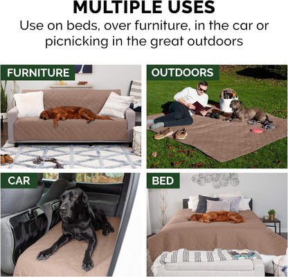 Waterproof & Non-Slip Twin Size Mattress Cover Protector for Dogs & Cats, Washable, for Beds, Couches, & Car Seats - Quilted Twill Blanket Mattress Cover - Brownstone, Small/Twin Size