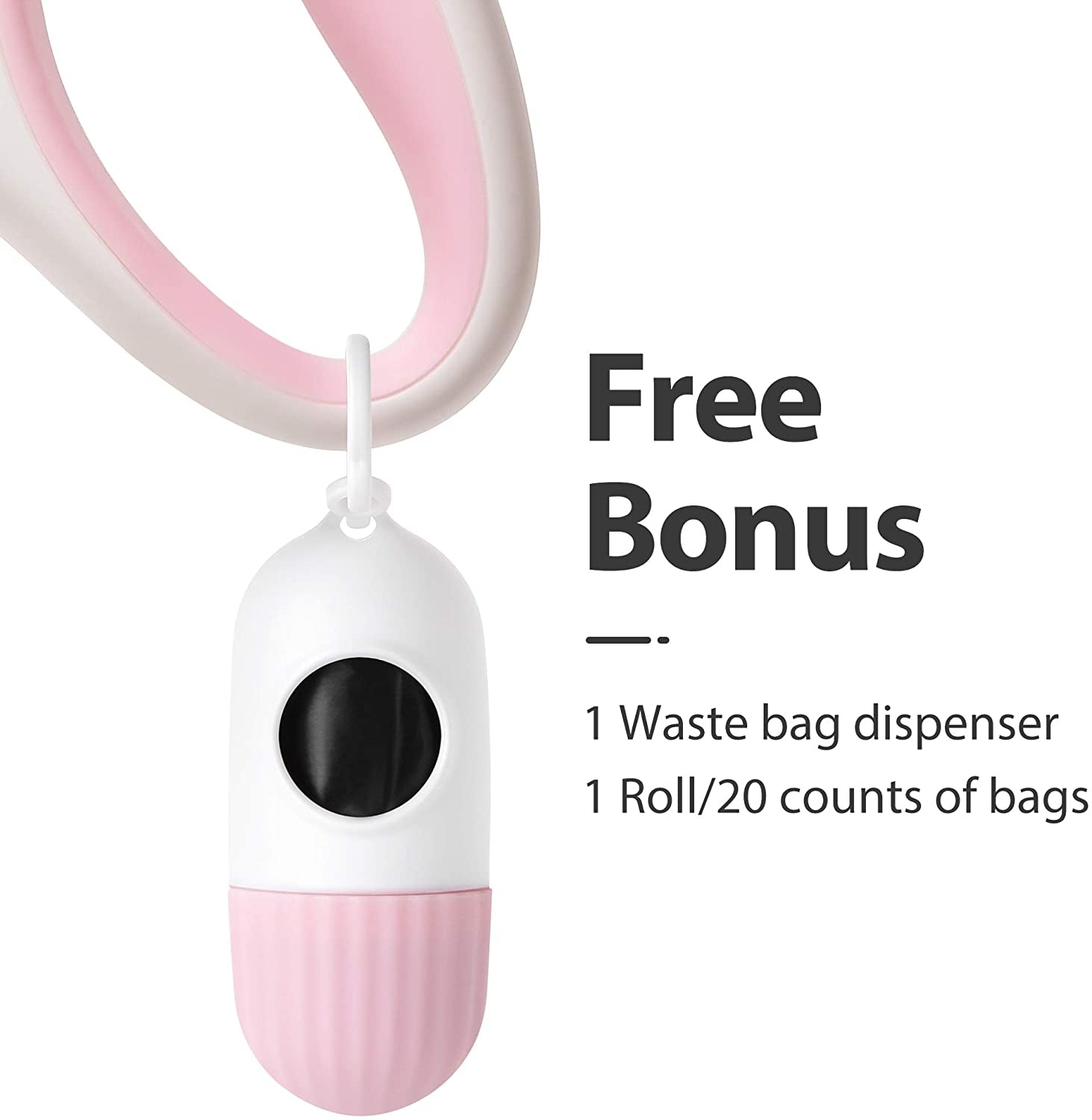 Retractable Dog Leash for Small Breed up to 26 Lbs, 16 Ft Pet Walking Leash with Dispenser and Poop Bags, Anti-Slip Handle, Reflective Strong Nylon Tape, One-Handed Brake (S, White & Pink)