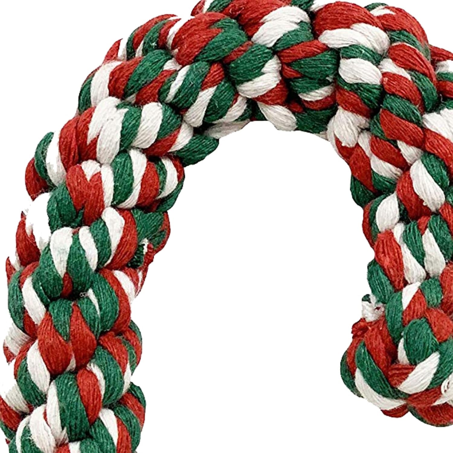Candy Cane Rope Christmas Dog Toy (Large)- Thick Big Chew Pet Holiday Puppy Toy -Red White Green