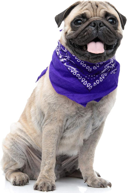 6 Paisley Polyester Dog & Cats Bandana Triangle Bibs - Washable & One Size (Mix