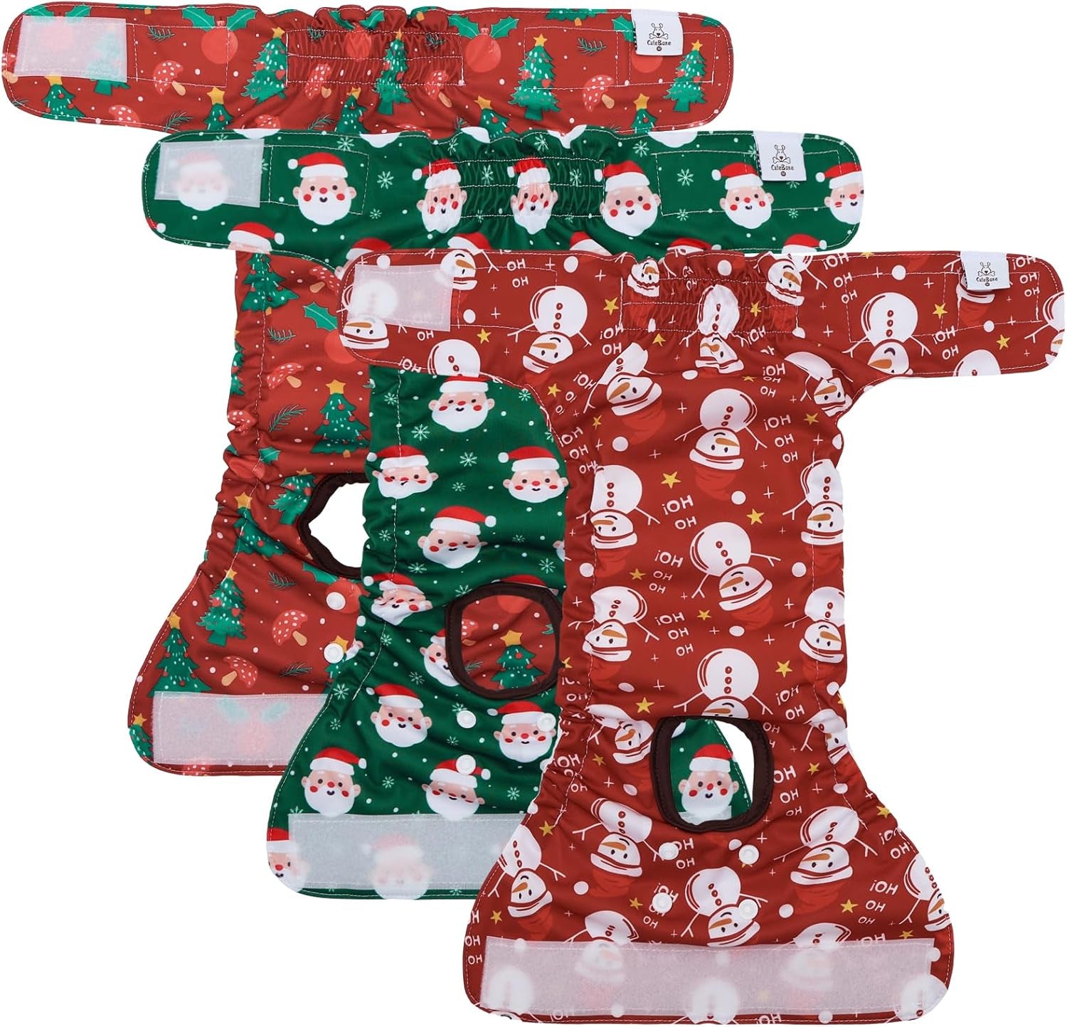 Christmas Dog Diapers Female Washable Small Medium Large 3 Pack Reusable Doggie Diapers Puppy Period Pants for Doggy Heat Cycle Peeing D75M
