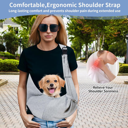 Small Dog Carrier Sling with Adjustable Strap & Dual Safety - Features Storage Pocket & Detachable Treat Pouch, Hands-Free Pet Sling for Chihuahuas, Yorkies under 12Lbs for Walking, Hiking