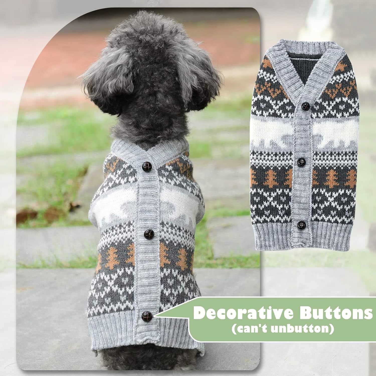 Dog Christmas Sweater Classical Argyle Knitted Cat Ugly Xmas Outfit Holiday Puppy Costumes Soft Fall Winter Warm Pet Sweater Vest Clothes for Small Medium Large Dogs Cats(S,Grey)