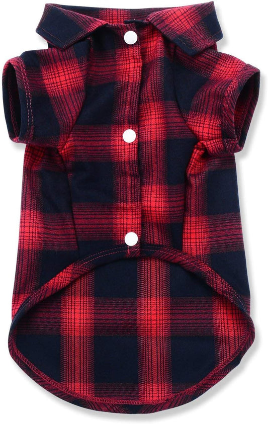 Dog Shirt, Pet Plaid Clothes Shirt T-Shirt, Sweater Bottoming Shirt for Small Dog Cat Puppy Grid Adorable Wearing Stylish Cozy Halloween,Christmas Costumes (Red;L/Large)