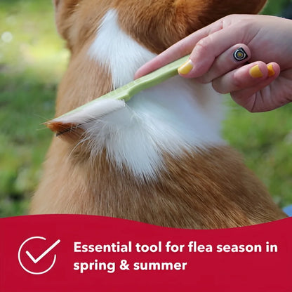 Safari Dog Double Row Flea Comb - Helps Dry Skin - Dog Flea Comb for Flea Prevention and Detection in Pets with Short and Long Hair - One Size