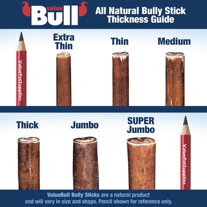 USA Bully Sticks for Small Dogs, Thin 12 Inch, 50 Count - All Natural, Grass Fed, Single Ingredient, Long Lasting Dog Treats
